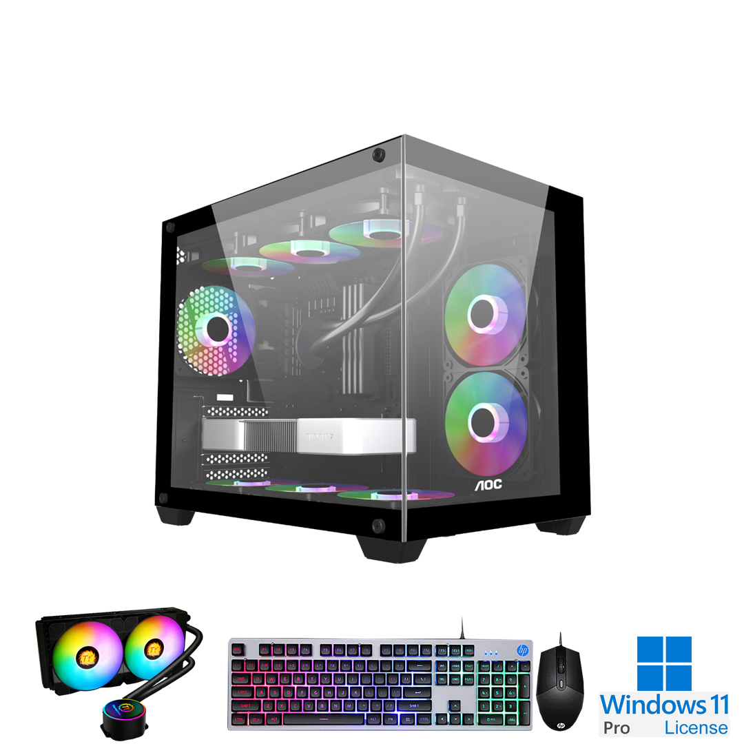 PC-Case Gaming-Design Intel Core i5-14400 Max Turbo 4.7Ghz 10cores-16threads Mainboard B760M RAM DDR5 32Gb M.2 NVME 1Tb PSU 700W Wifi KB-Mouse (No Monitor)